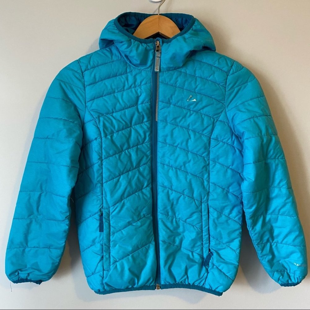 Paradox kids  girl lightweight teal hooded puffer jacket -  size large (10/12)